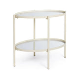 Beistelltisch Jens Oval Glasplatte Elfenbein 64x44 cm - ZEN ZONE Furniture