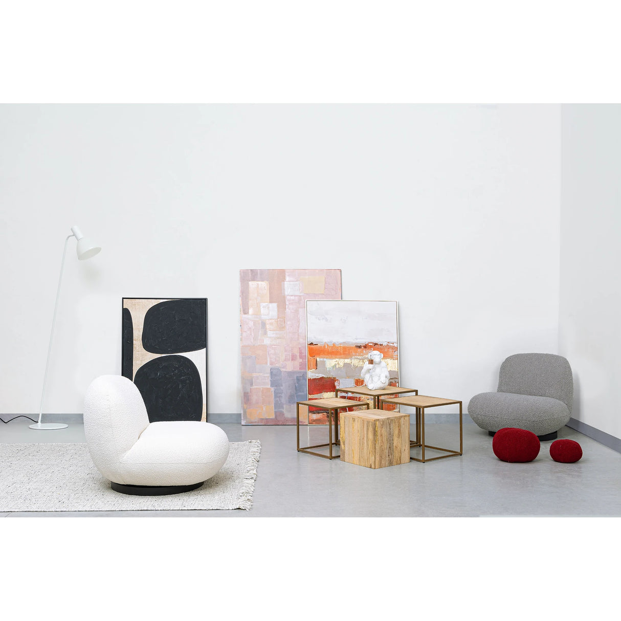 Drehsessel Margot Weiß Bouclé - ZEN ZONE Furniture