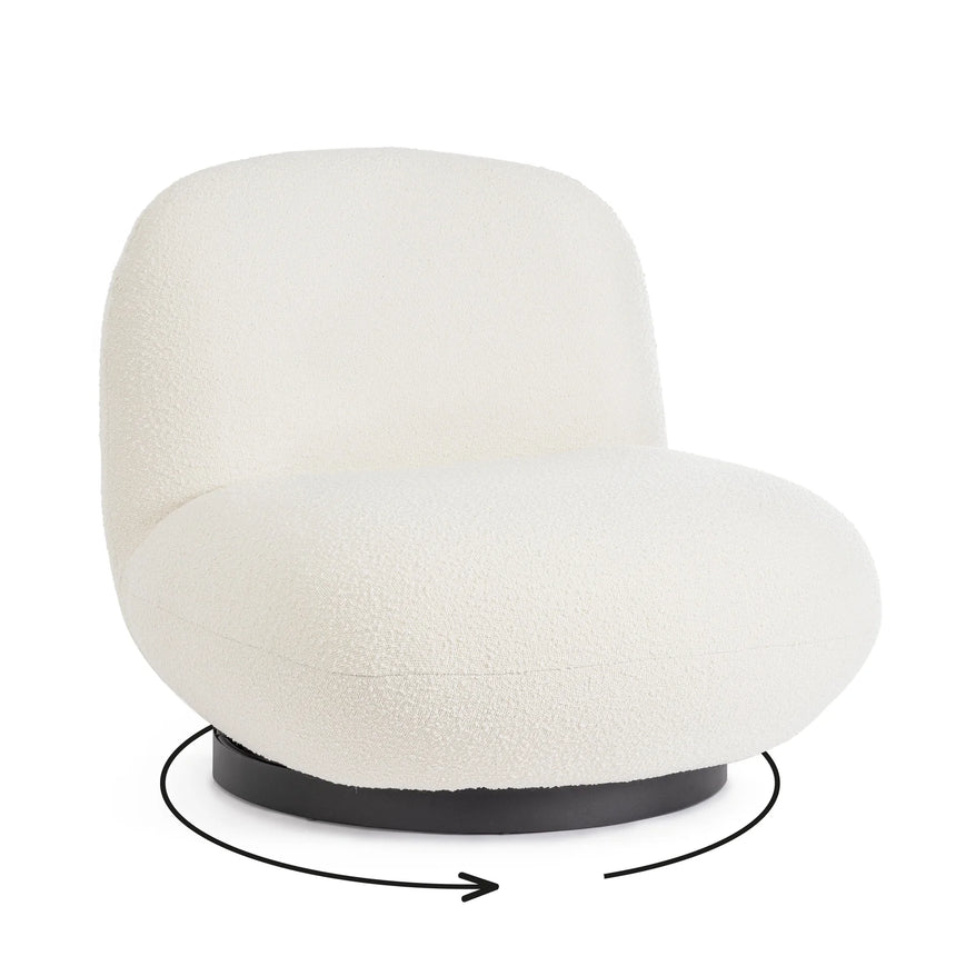 Drehsessel Margot Weiß Bouclé - ZEN ZONE Furniture