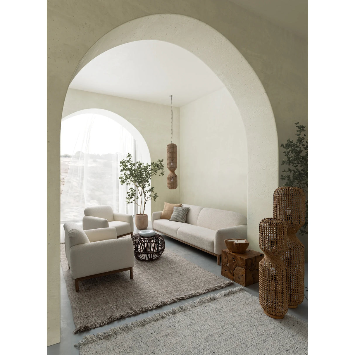 Sofa 3-Sitzer Detroit Naturfarbe Bouclé - ZEN ZONE Furniture