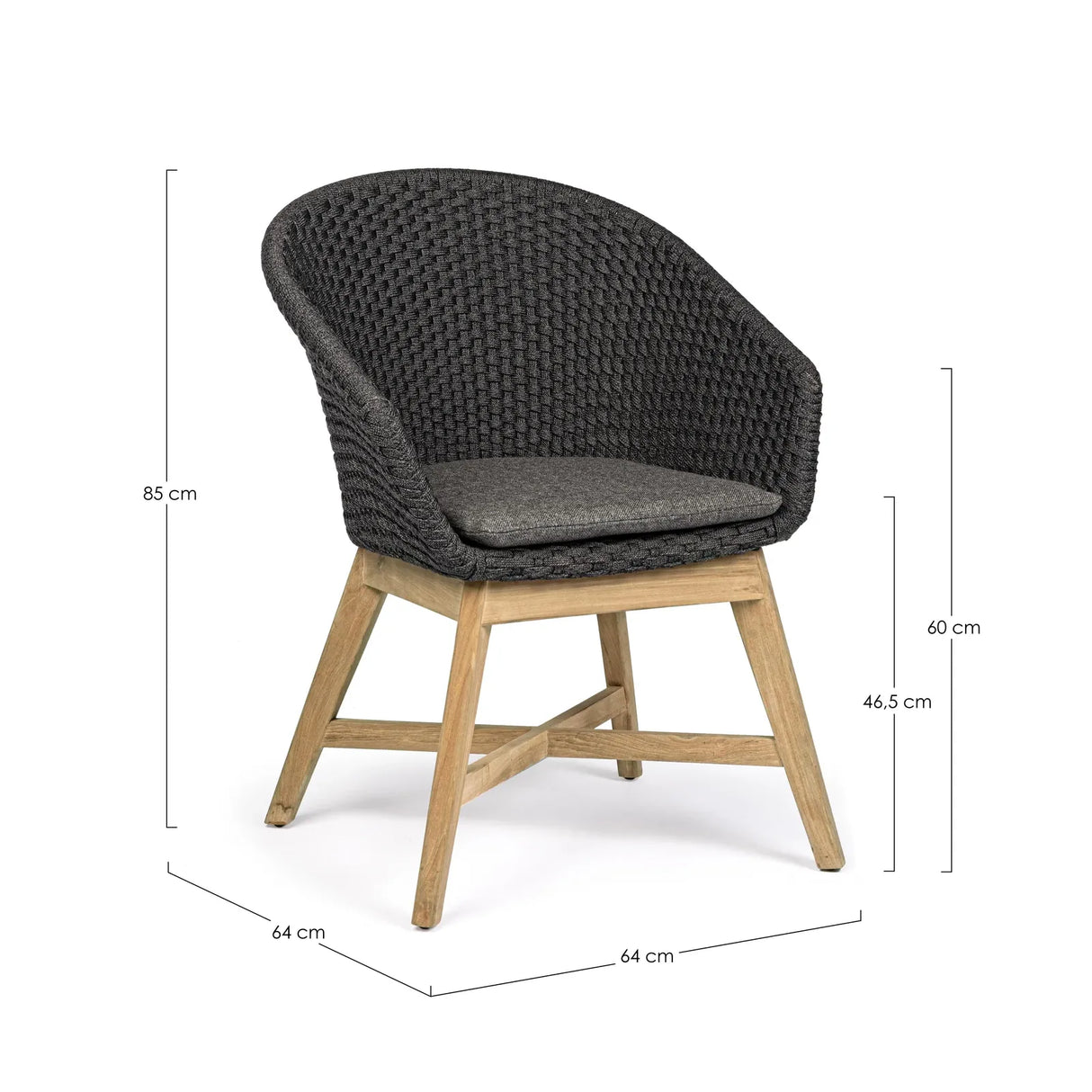 Gartenstuhl mit Armlehne und Kissen Coachella Anthrazit - ZEN ZONE Furniture