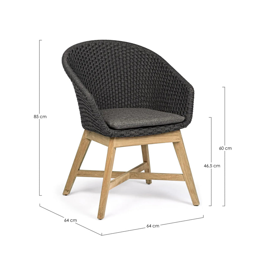 Gartenstuhl mit Armlehne und Kissen Coachella Anthrazit - ZEN ZONE Furniture
