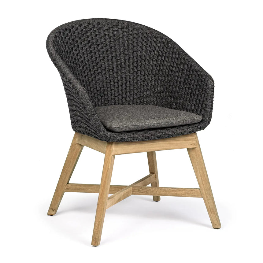 Gartenstuhl mit Armlehne und Kissen Coachella Anthrazit - ZEN ZONE Furniture