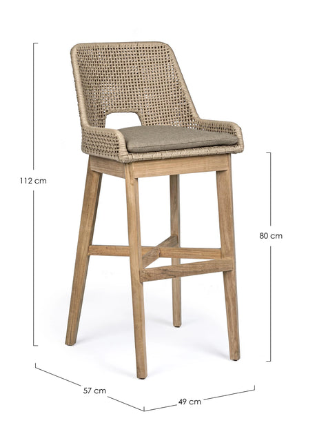 Outdoor Barhocker Hesperia mit Kissen Taupe - ZEN ZONE Furniture