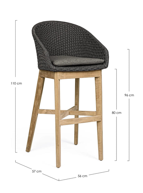Outdoor Barhocker Coachella mit Kissen Anthrazit - ZEN ZONE Furniture