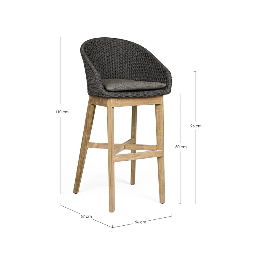 Outdoor Barhocker Coachella mit Kissen Anthrazit - ZEN ZONE Furniture