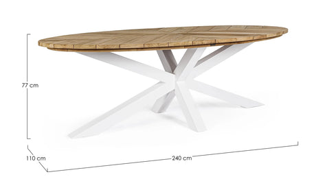 Gartentisch oval 240x110 Weiß RT01 Palmdale - ZEN ZONE Furniture