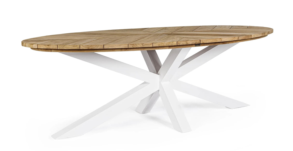 Gartentisch oval 240x110 Weiß RT01 Palmdale - ZEN ZONE Furniture