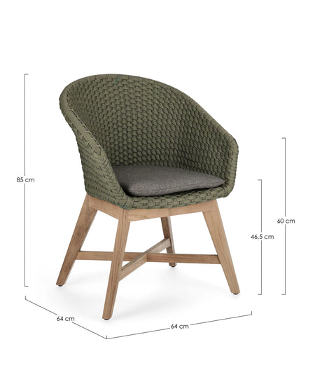 Gartenstuhl mit Armlehne und Kissen Coachella Grün - ZEN ZONE Furniture