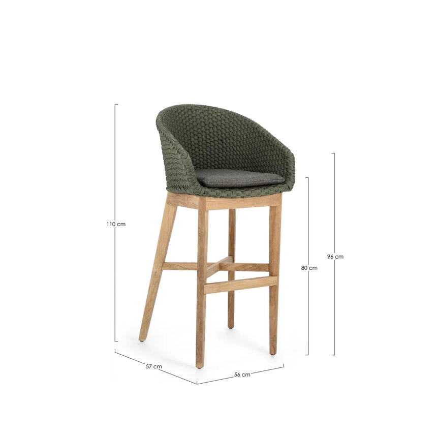 Outdoor Barhocker mit Kissen Coachella Grün - ZEN ZONE Furniture
