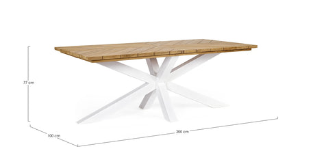 Gartentisch rechteckig 200x100 Weiß RT01 Palmdale - ZEN ZONE Furniture