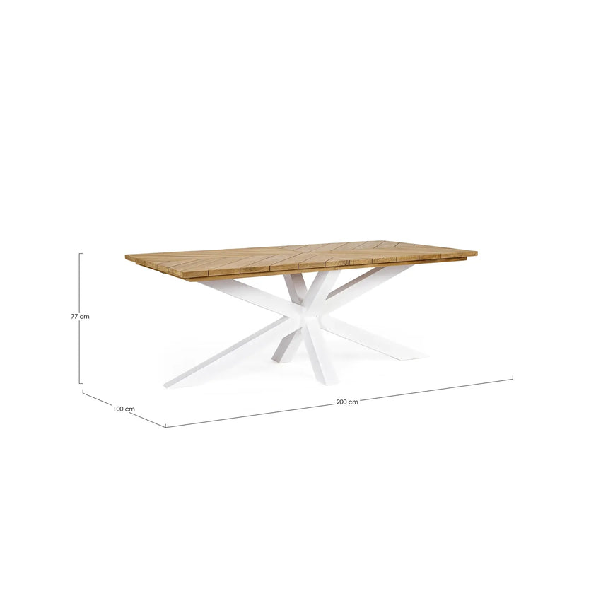 Gartentisch rechteckig 200x100 Weiß RT01 Palmdale - ZEN ZONE Furniture