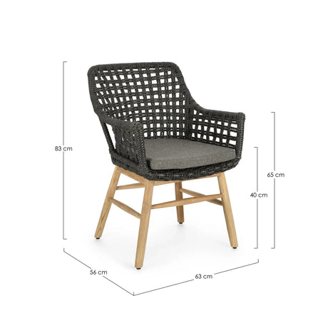 Gartenstuhl mit Armlehne und Kissen Wilson Schwarz - ZEN ZONE Furniture