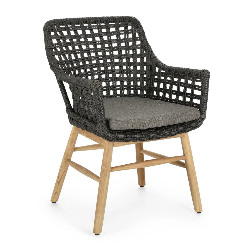 Gartenstuhl mit Armlehne und Kissen Wilson Schwarz - ZEN ZONE Furniture