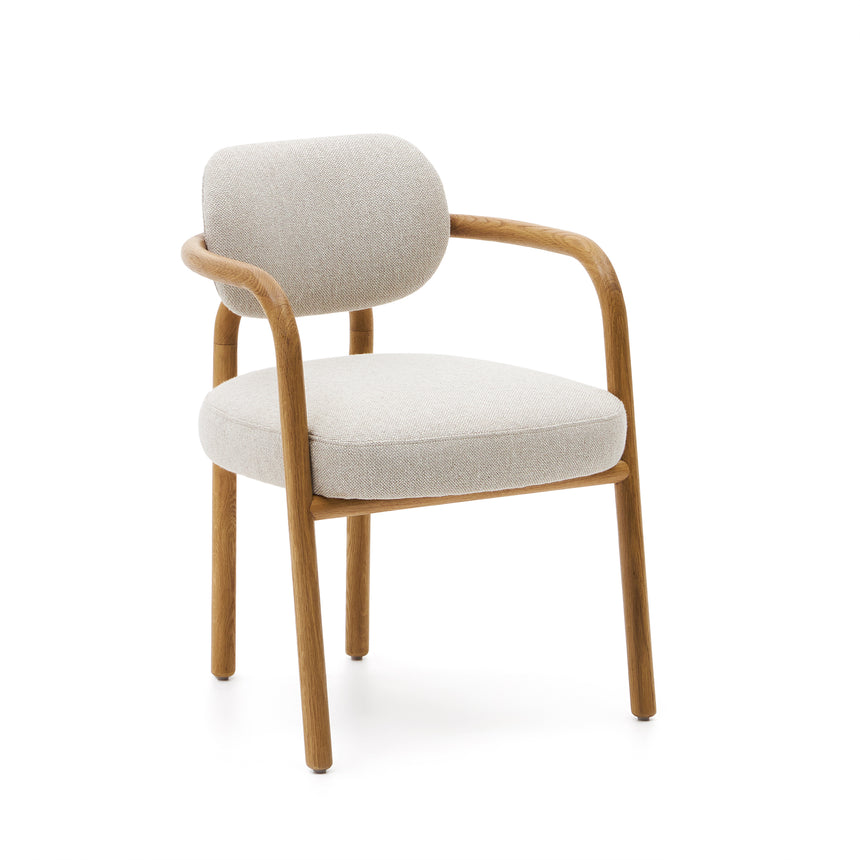Melqui beige Stuhl aus massiver Eiche mit natürlichem Finish - ZEN ZONE Furniture