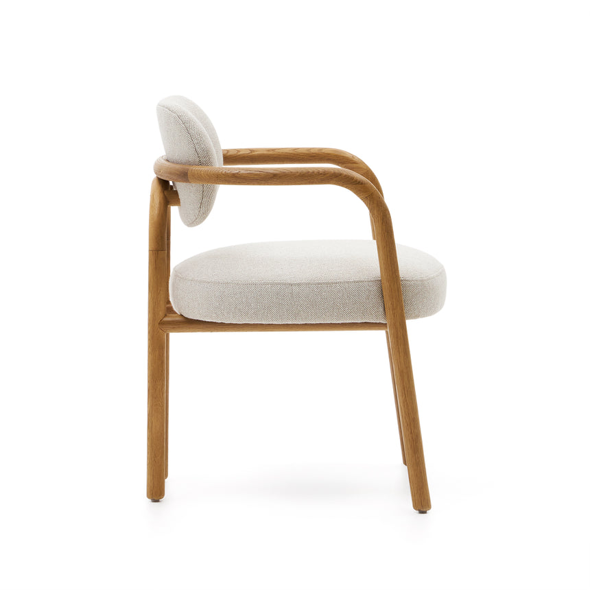 Melqui beige Stuhl aus massiver Eiche mit natürlichem Finish - ZEN ZONE Furniture