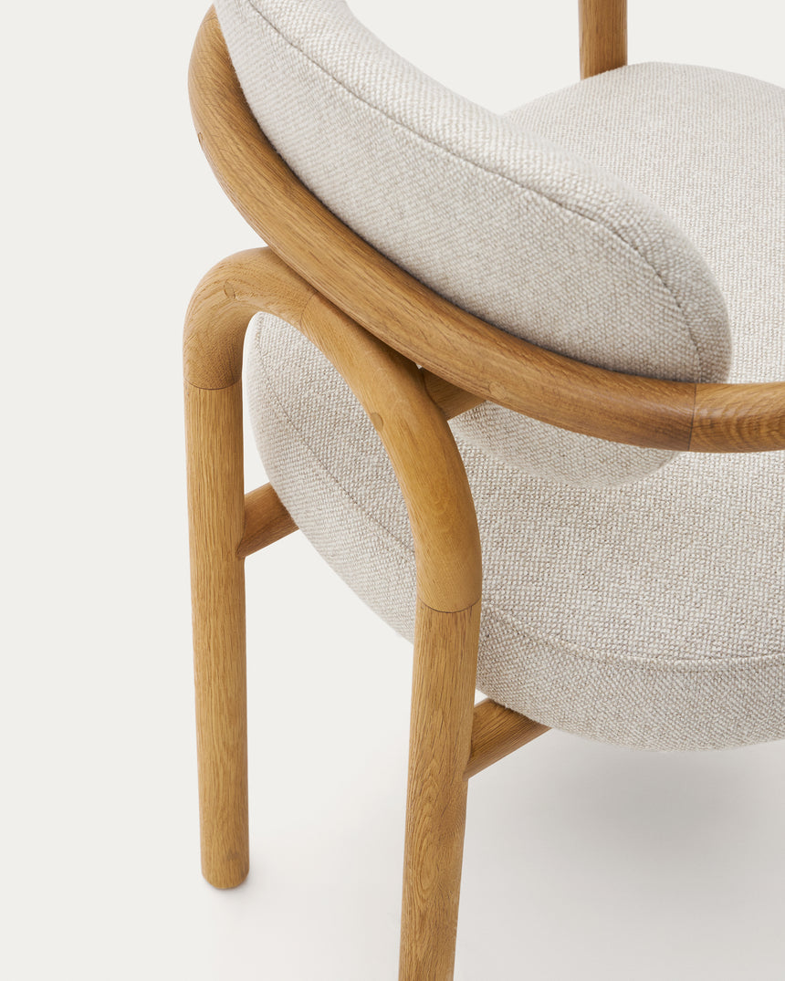 Melqui beige Stuhl aus massiver Eiche mit natürlichem Finish - ZEN ZONE Furniture