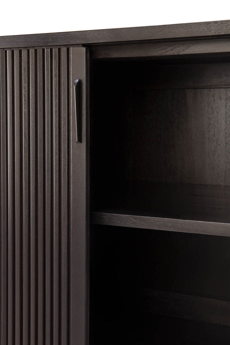Roller Max Sideboard - lackiertes Teak - off black - 2 Schiebetüren - 168 x 45 x 80 cm - ZEN ZONE Furniture