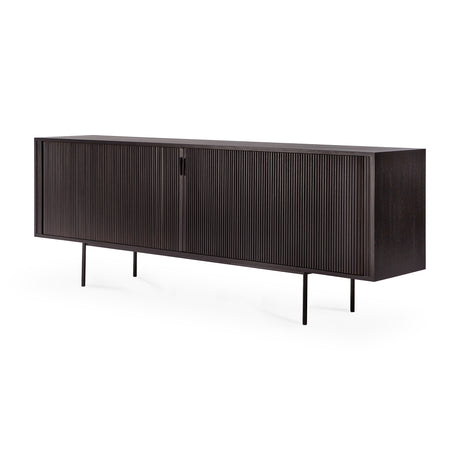 Roller Max Sideboard - lackiertes Teak - off black - 2 Schiebetüren - 224 x 45 x 80 cm - ZEN ZONE Furniture