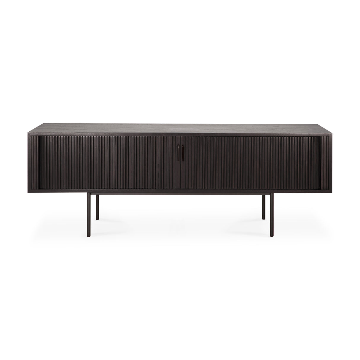 Roller Max TV-Schrank - lackiertes Teak - off black - 2 Schiebetüren - 1 Innenschublade - 162 x 45 x 56 cm - ZEN ZONE Furniture