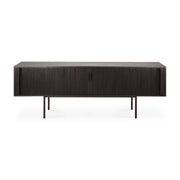 Roller Max TV-Schrank - lackiertes Teak - off black - 2 Schiebetüren - 1 Innenschublade - 162 x 45 x 56 cm - ZEN ZONE Furniture