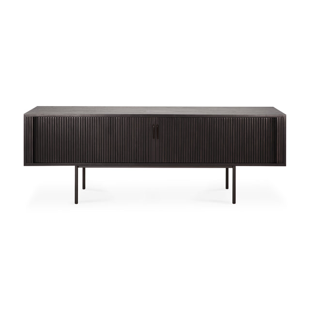 Roller Max TV-Schrank - lackiertes Teak - off black - 2 Schiebetüren - 1 Innenschublade - 162 x 45 x 56 cm - ZEN ZONE Furniture