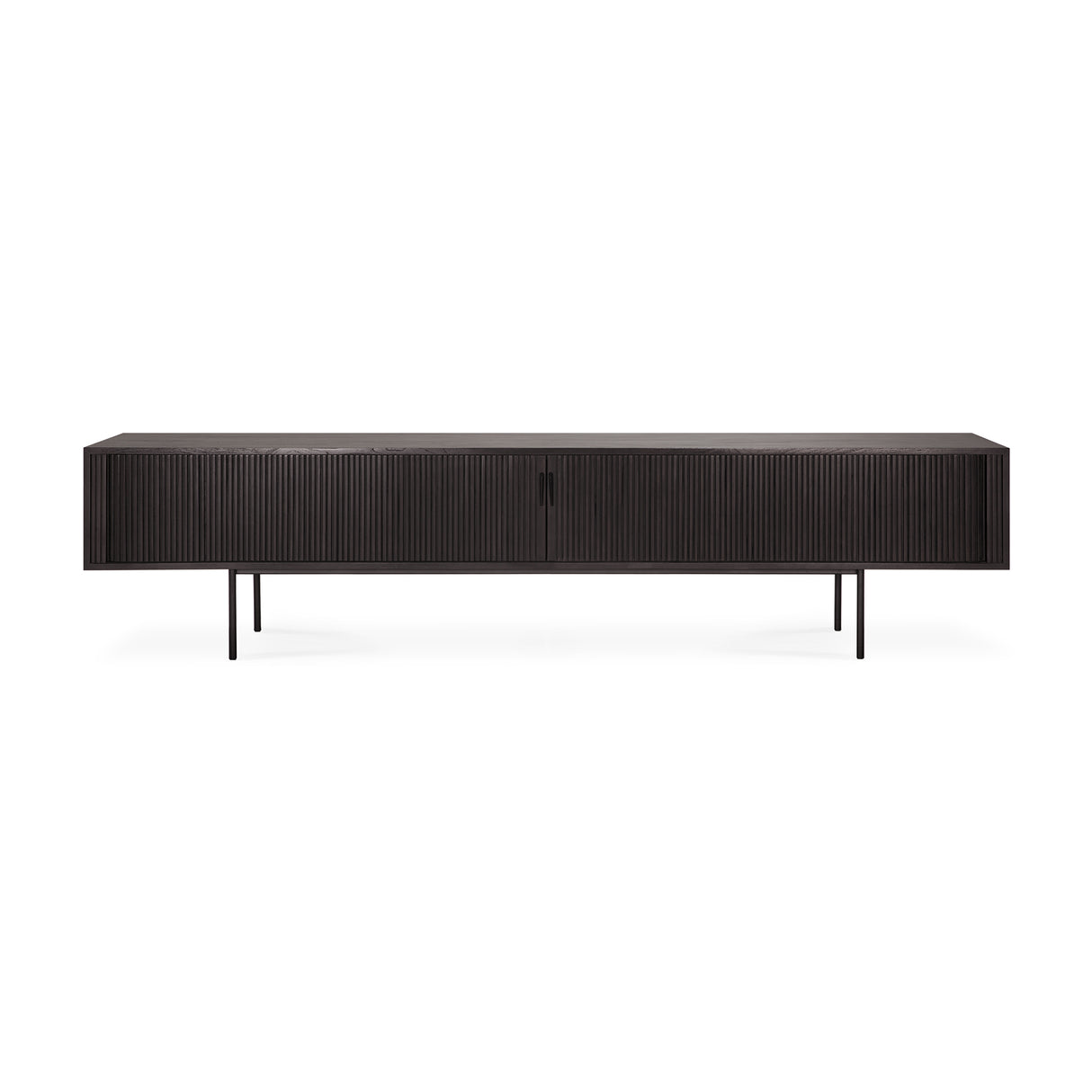 Roller Max TV-Schrank - lackiertes Teak - off black - 2 Schiebetüren - 1 Innenschublade - 242 x 45 x 56 cm - ZEN ZONE Furniture