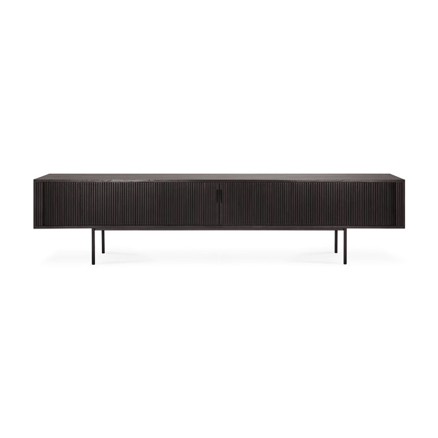 Roller Max TV-Schrank - lackiertes Teak - off black - 2 Schiebetüren - 1 Innenschublade - 242 x 45 x 56 cm - ZEN ZONE Furniture