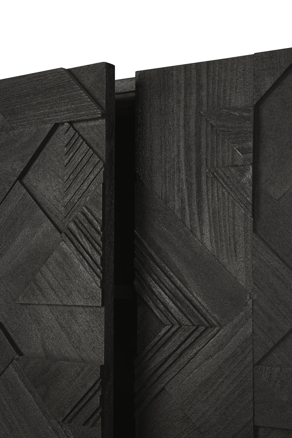 Graphic Sideboard - lackiertes Teak - schwarz - 4 Türen - 224 x 45 x 80 cm - ZEN ZONE Furniture