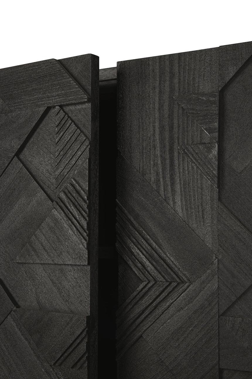 Graphic Sideboard - lackiertes Teak - schwarz - 3 Türen - 168 x 45 x 80 cm - ZEN ZONE Furniture