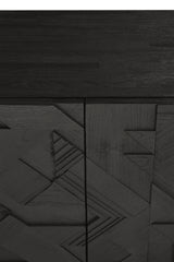 Graphic Sideboard - lackiertes Teak - schwarz - 3 Türen - 168 x 45 x 80 cm - ZEN ZONE Furniture