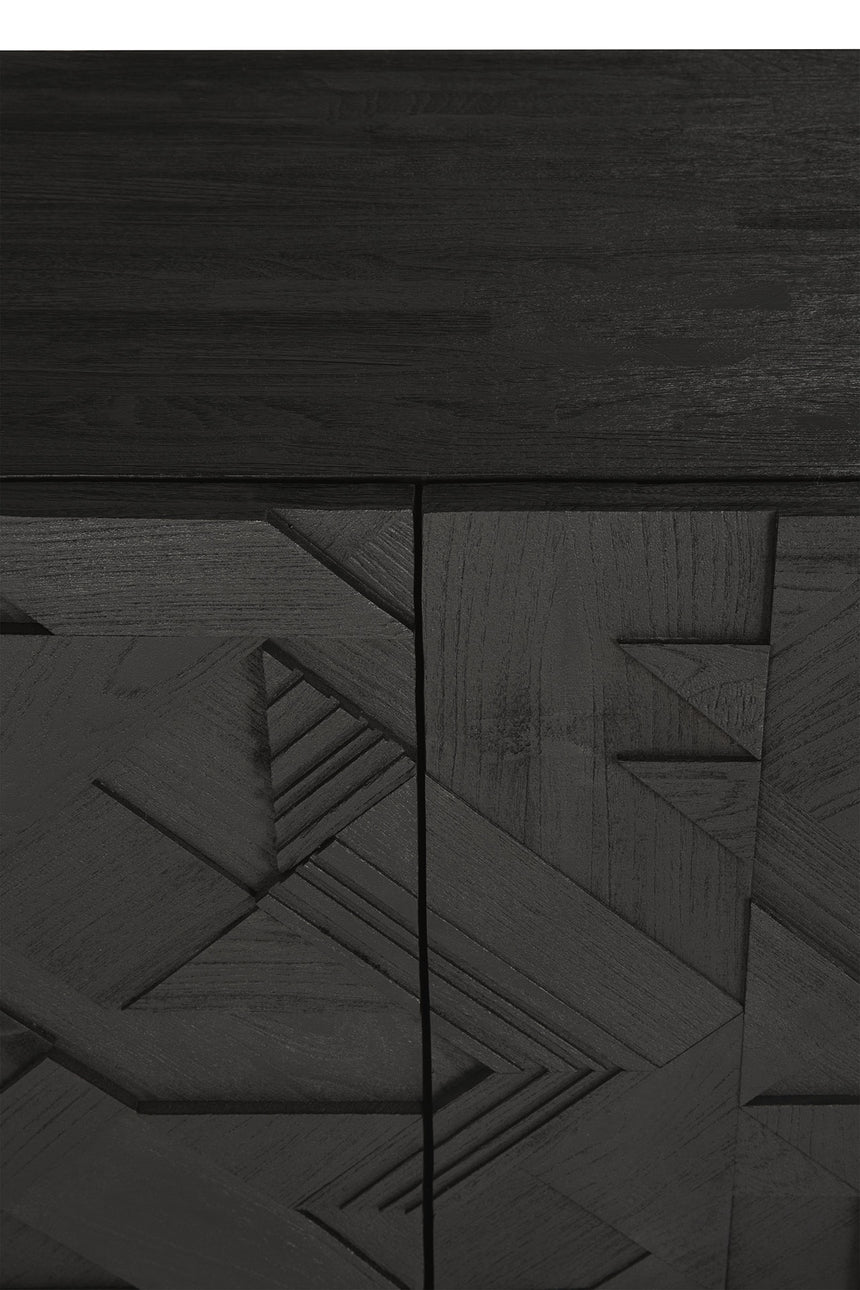 Graphic Sideboard - lackiertes Teak - schwarz - 3 Türen - 168 x 45 x 80 cm - ZEN ZONE Furniture