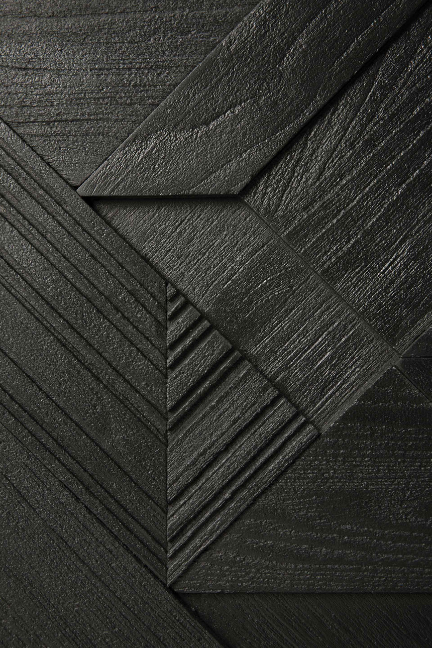 Graphic Sideboard - lackiertes Teak - schwarz - 4 Türen - 224 x 45 x 80 cm - ZEN ZONE Furniture