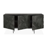 Graphic Sideboard - lackiertes Teak - schwarz - 3 Türen - 168 x 45 x 80 cm - ZEN ZONE Furniture