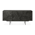 Graphic Sideboard - lackiertes Teak - schwarz - 3 Türen - 168 x 45 x 80 cm - ZEN ZONE Furniture