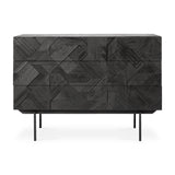 Graphic Kommode - lackiertes Teak - schwarz - 3 Schubladen - 100 x 50 x 87 cm - ZEN ZONE Furniture