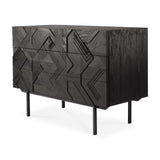 Graphic Kommode - lackiertes Teak - schwarz - 3 Schubladen - 100 x 50 x 87 cm - ZEN ZONE Furniture