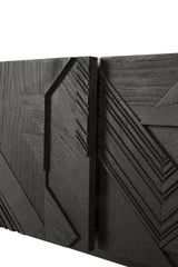 Graphic TV-Schrank - lackiertes Teak - schwarz - 1 Klapptür - 1 Schublade - 160 x 45 x 51 cm - ZEN ZONE Furniture