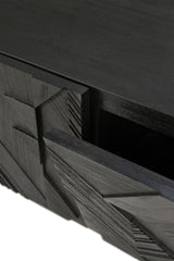 Graphic TV-Schrank - lackiertes Teak - schwarz - 1 Klapptür - 1 Schublade - 160 x 45 x 51 cm - ZEN ZONE Furniture