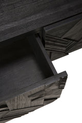 Graphic TV-Schrank - lackiertes Teak - schwarz - 1 Klapptür - 1 Schublade - 160 x 45 x 51 cm - ZEN ZONE Furniture