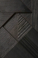 Graphic TV-Schrank - lackiertes Teak - schwarz - 1 Klapptür - 1 Schublade - 160 x 45 x 51 cm - ZEN ZONE Furniture