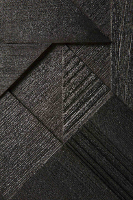 Graphic TV-Schrank - lackiertes Teak - schwarz - 1 Klapptür - 1 Schublade - 160 x 45 x 51 cm - ZEN ZONE Furniture