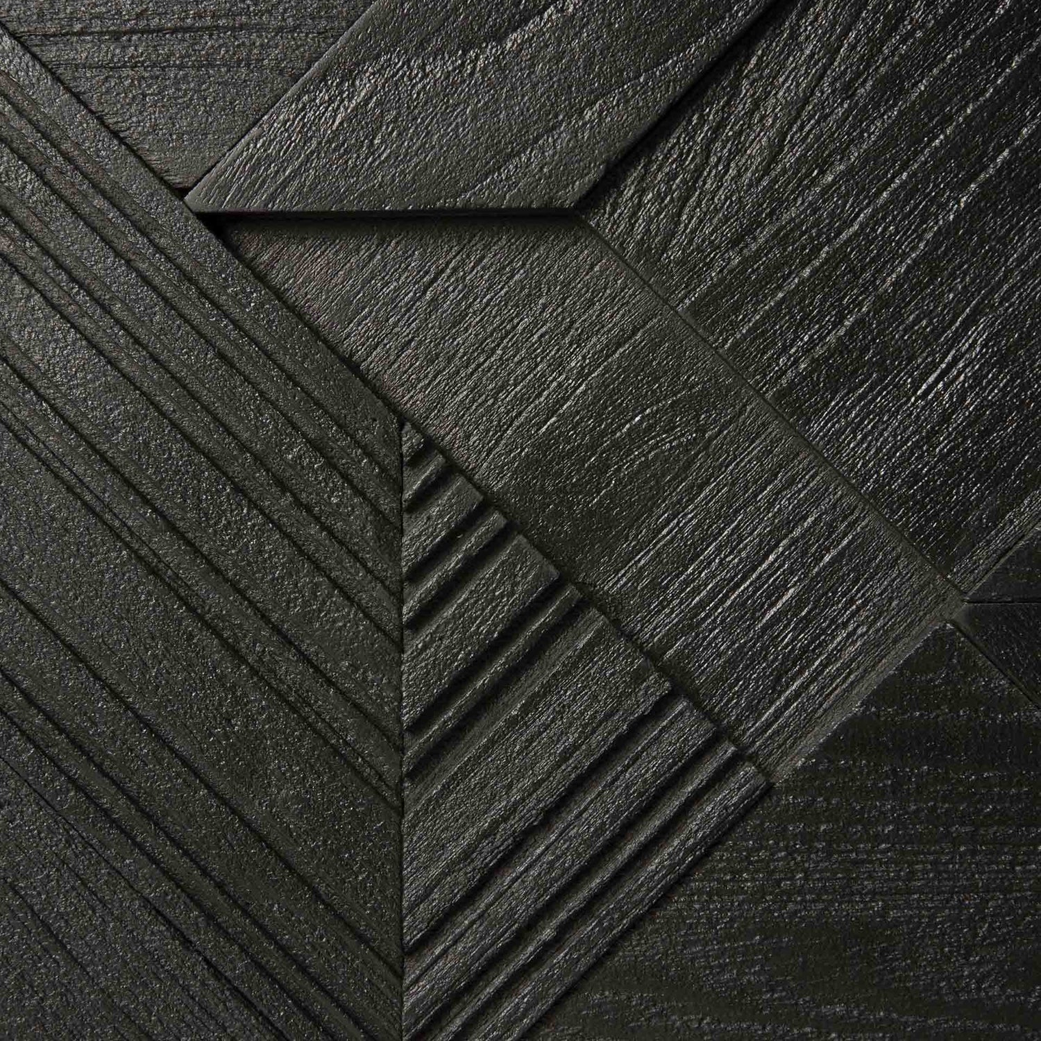 Graphic TV-Schrank - lackiertes Teak - schwarz - 1 Klapptür - 2 Schubladen - 240 x 45 x 51 cm - ZEN ZONE Furniture