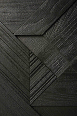 Graphic TV-Schrank - lackiertes Teak - schwarz - 1 Klapptür - 2 Schubladen - 240 x 45 x 51 cm - ZEN ZONE Furniture
