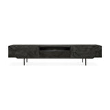 Graphic TV-Schrank - lackiertes Teak - schwarz - 1 Klapptür - 2 Schubladen - 240 x 45 x 51 cm - ZEN ZONE Furniture