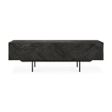 Graphic TV-Schrank - lackiertes Teak - schwarz - 1 Klapptür - 1 Schublade - 160 x 45 x 51 cm - ZEN ZONE Furniture