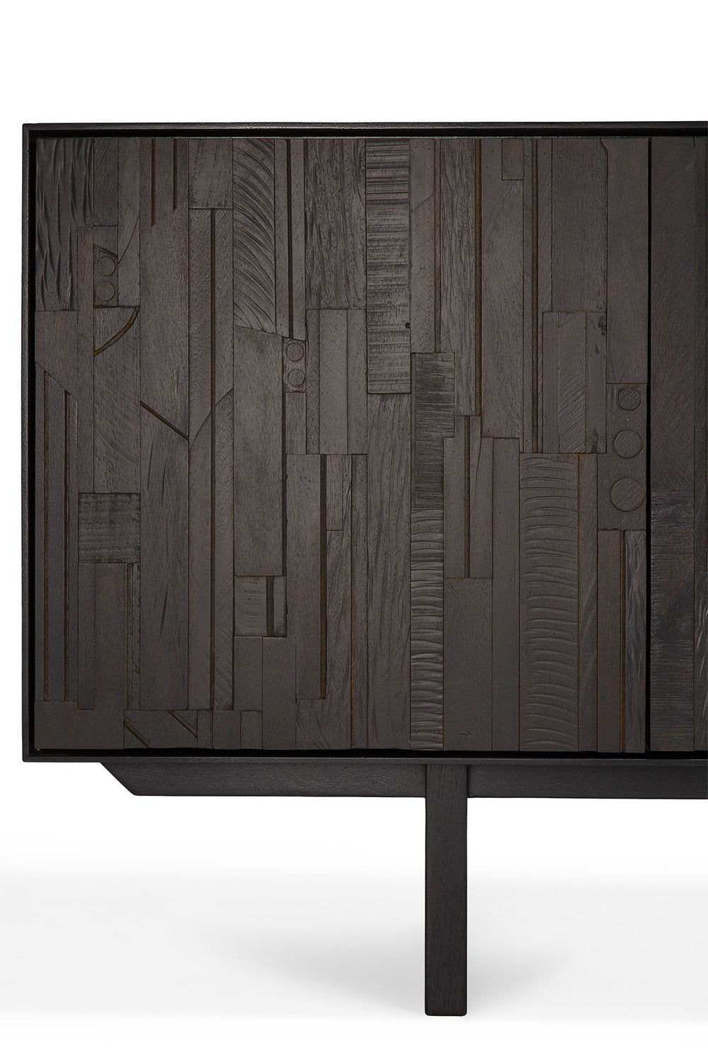 Mosaic Sideboard - lackiertes Teak - off black - 3 Türen - 170 x 45 x 82 cm - ZEN ZONE Furniture
