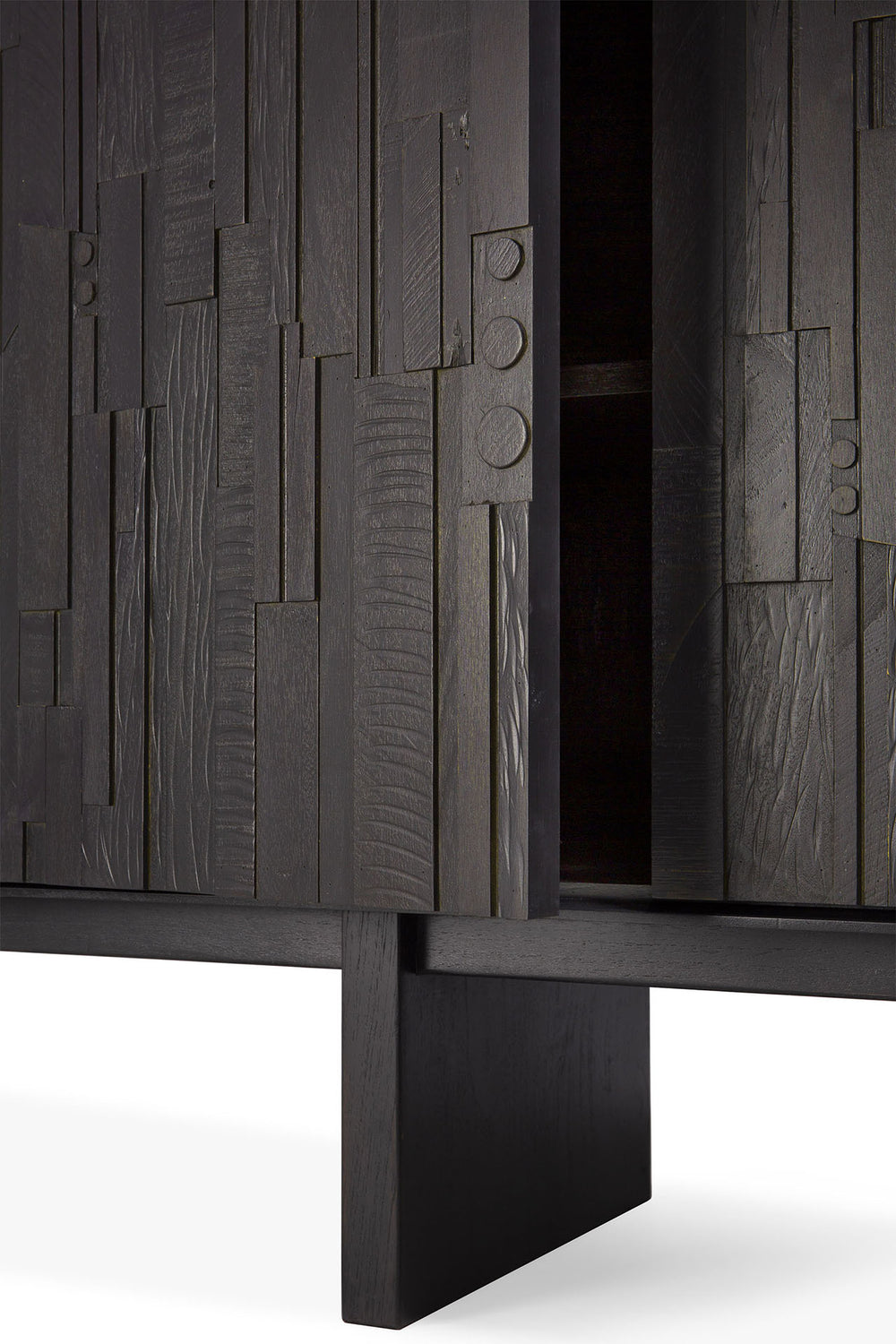 Mosaic Sideboard - lackiertes Teak - off black - 3 Türen - 170 x 45 x 82 cm - ZEN ZONE Furniture