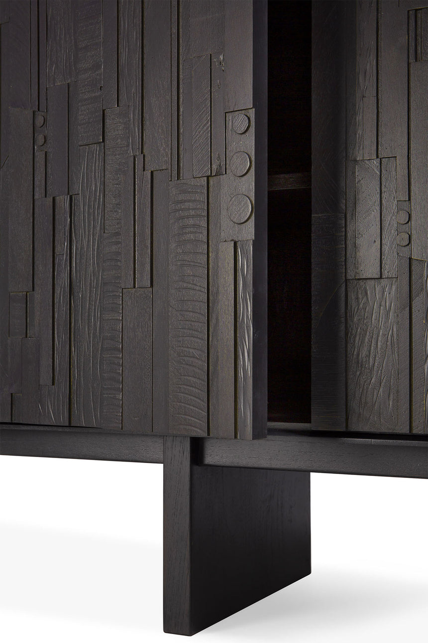 Mosaic Sideboard - lackiertes Teak - off black - 3 Türen - 170 x 45 x 82 cm - ZEN ZONE Furniture