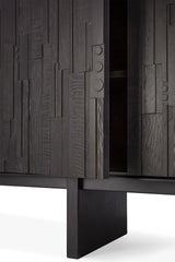 Mosaic Sideboard - lackiertes Teak - off black - 4 Türen - 227 x 45 x 82 cm - ZEN ZONE Furniture